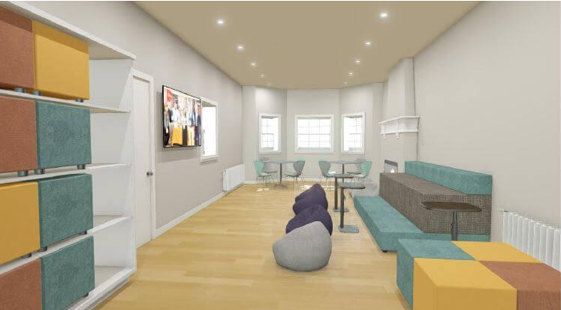 Stools that can be packed away.