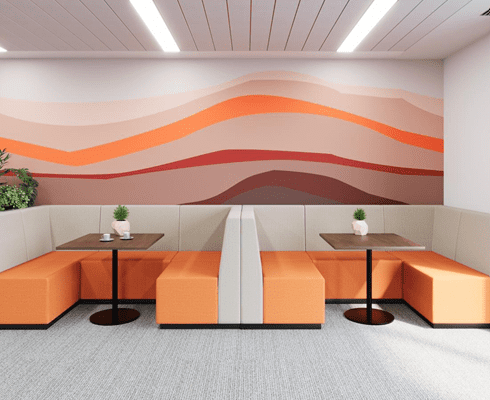 Orange Banquette Seating